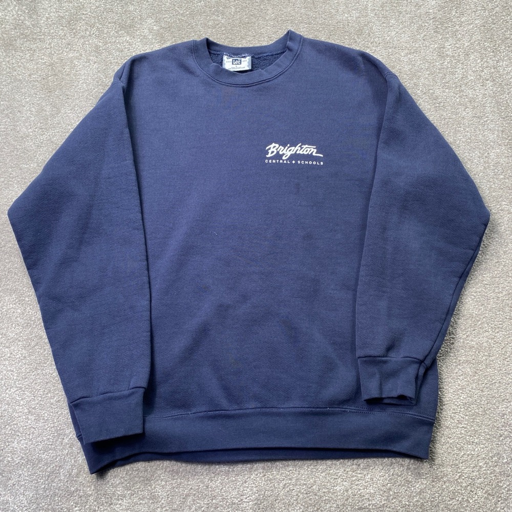 Lee Sweatshirt Mens Large Navy Blue Brighton Central Schools Vintage Crewneck